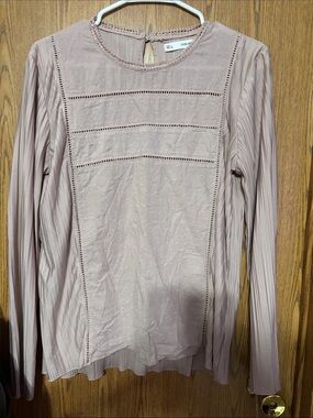 SFERRA Long-Sleeve Dot-Textured Blouse in Mauve